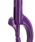 Purple swivel-eye bolt snap clip; close-up view showing latch and circular ring