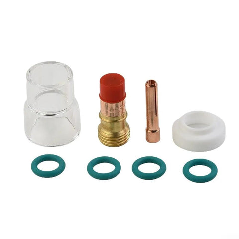 Upgrade Your Rig With This Awesome 8 Piece TIG Torch Kit For Wp 17 And 18 Models featuring lens, collet body, nozzle, and O rings.