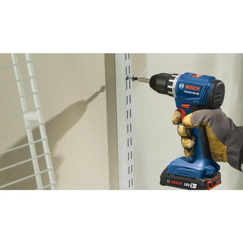 18V Compact Brushless Drill Driver Kit With One Half Inch Chuck And 2 Ah Battery drilling metal shelf