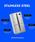 Stainless steel refrigerator treated with Nano Ceramic Multi Surface Sealer That Restores And Protects Stainless Steel, Wood, Painted Metal And Plastics