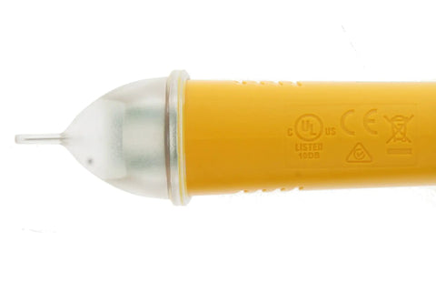Close-up of Non-Contact Voltage Tester 50-600V CAT IV 600V NCVT With LED Indicator tip showing certification markings.
