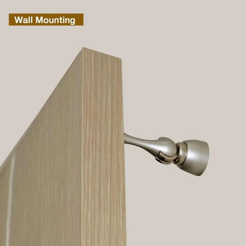 Magnetic Door Stop Two Pack, Heavy Duty Stainless Steel Door Catch And Holder, Wall And Floor Mounted, installed view on door