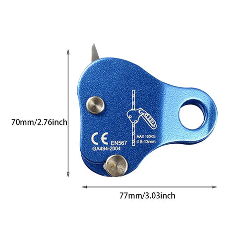 Blue Beefy Aluminum Climbing Rope Grab Self Locking Safety Ascender with 70mm x 77mm size for 8-13mm rope, 100kg capacity