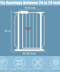 Diagram of Adjustable Narrow Baby Gate Fits 24 To 29 Inches Wide Pressure Mounted No Drill Walk Through Metal Safety Gate