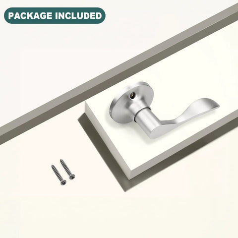 Right Hand Single Dummy Door Lever In Nickel Finish For Closet And French Doors, Non Turning Decorative Door Handle Pull, No Latch, Easy Install 1 Pack shown with screws