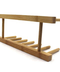 Slick Countertop Space Saver Bamboo Dish Rack And Vertical Plate Lid Organizer, compact bamboo holder for six cutting boards.
