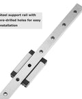 Beefed Up MGN9 Linear Rail Guide 450mm Long Miniature Sliding Guideway with pre-drilled holes and MGN9H carriage block.