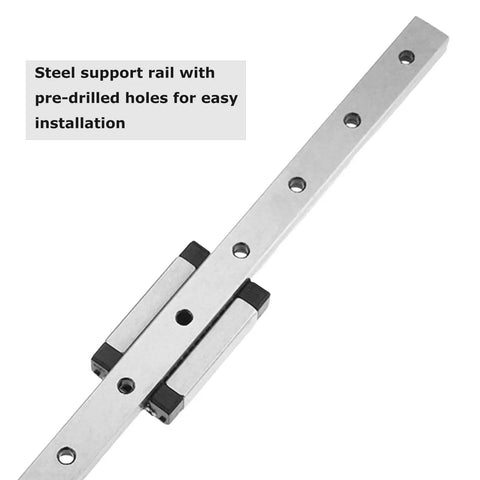 Beefed Up MGN9 Linear Rail Guide 450mm Long Miniature Sliding Guideway with pre-drilled holes and MGN9H carriage block.