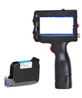 Portable Inkjet Label Printer With 12.7mm Tape Roll shows handheld machine with display and tape cartridge for coding tasks.