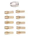 Get Ready For High Power With These 3 Sets Of Mini Drill Brass Collet Chucks, 10 brass collets sized for rotary tools.