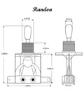 3 Way Short Straight Guitar Toggle Switch Pickup Selector With Replaceable Tip Cap Knobs, 12mm Shaft By 9mm Tall, Compact Yet Durable, Easy To Install On Control Plates, Perfect For Gibson Les Paul Electric Guitars And Other Axes. dimension drawing, silver metal body, 2D front and side view