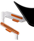 Level Up Your Workspace With A Sturdy Rotating Mechanical Monitor Arm For 13 To 32 Inch Lcd Screens, showcasing white and orange design.