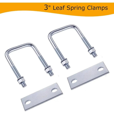 Heavy Duty Leaf Spring Clamp Kit 2 Pcs, Premium Tie Bolts Built To Lock Tight On 3 Inch Springs For Trucks Trailers And Off Road Rides That Rock. 3 inch steel U-bolts and plates