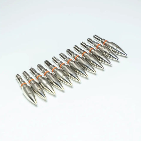12 Pack 100 Grain Field Points with Aluminum Inserts for 6.2mm ID Arrows and 7.4 to 7.6mm OD Shafts 8-32 Thread Rubber Ring