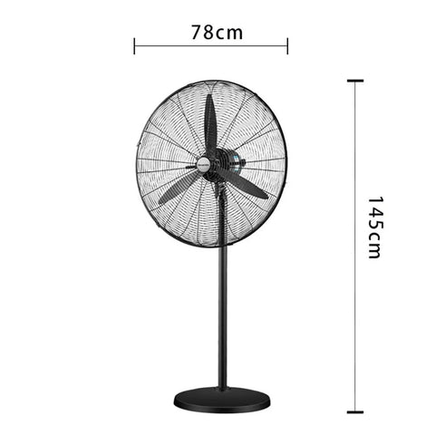 Heavy Duty Industrial Floor Fan With A Damn Powerful High Velocity Commercial Air Circulator And Premium Copper Motor Plus Three Speed Settings For A Beast Mode Factory Grade Cooling Setup, 78cm diameter, 145cm tall.