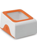 Desktop Barcode Scanner With Big Window And CMOS Sensor For Quick Auto Scan, QR Code Reader, orange and white design
