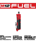 Pro Grade M12 Fuel One Quarter Inch Cordless Straight Die Grinder Bare Tool with three mode RPM switch for metalwork.