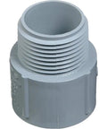 Solid Workhorse 1 2 Inch Pvc Terminal Adapter For Electrical Box Hookups Non Conductive Schedule 40 Conduit Connector showing gray female threaded design.