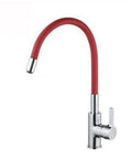 ZBSAVFM Rotating Black Kitchen Faucet with Silica Gel Nozzle Hot & Cold Water Mixer Single Handle Flexible Design - Stylish Red Finish.