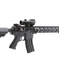 Gen 2 M4 SPR Interceptor Polymer Airsoft AEG With Enclosed Red Dot Sight and Top Optic Rail, side view, metal gears detail
