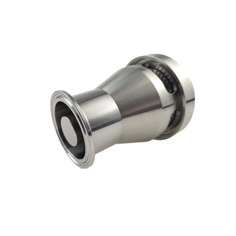 Two Inch Tri Clamp Vacuum Breaker Tank Breather Valve Go To Sanitary Grade Stainless Steel 304, side view of the valve