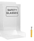 Sturdy Acrylic Safety Glasses Case and Goggles Organizer for Industrial Dental and Laboratory Environments, Transparent Holder shown with screws