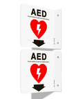 AED sign, acrylic, white, 6x6 in, two-pack with pre-drilled holes and screws