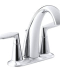 Polished chrome Alteo Centerset 4 Inch Bathroom Faucet With Pop Up Drain Assembly Two Handle Sink Faucet 1.2 GPM Leak Free Ceramic Disc Valve