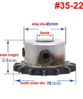 Heavy Duty 22 Tooth Sprocket Wheel For 35H Roller Chain With Set Screws Three Eighths Inch Pitch 18mm Bore A3 Steel Gear