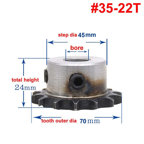Heavy Duty 22 Tooth Sprocket Wheel For 35H Roller Chain With Set Screws Three Eighths Inch Pitch 18mm Bore A3 Steel Gear