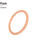 Premium Copper Sealing Washers 30Mm Inner 36Mm Outer 2Mm Thick 4Pack Flat Ring Gaskets viewed from side, showcasing copper finish and round shape.