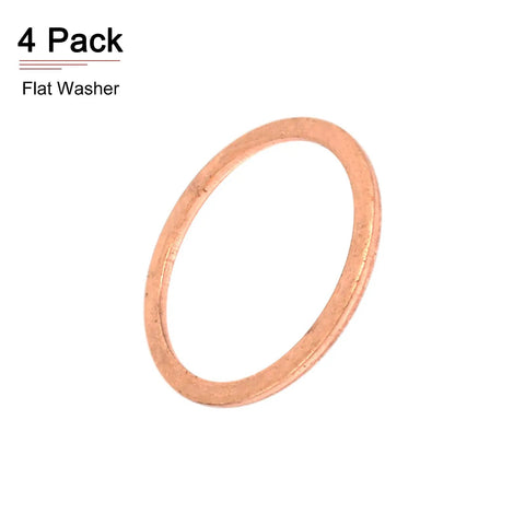 Premium Copper Sealing Washers 30Mm Inner 36Mm Outer 2Mm Thick 4Pack Flat Ring Gaskets viewed from side, showcasing copper finish and round shape.