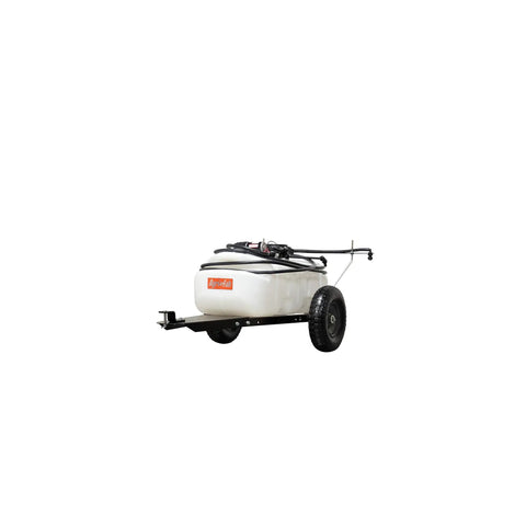 Tow-Behind Garden Sprayer With 15 Gallon Tank, 30 Inch Boom, 1.6 GPM At 100 PSI, 23 Inch Spray Wand With 19 Ft Hose, side view