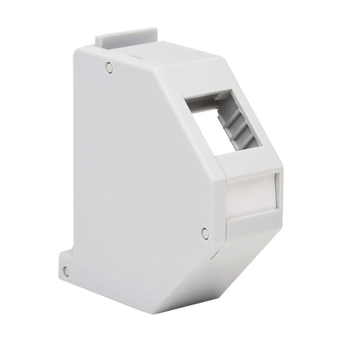 DIN Rail Snap-In Keystone Jack Mounting Enclosure Module With Plastic Left Cover And Grounding Spring for 35mm DIN Rail
