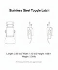 Stainless Steel Toggle Latch For Toolboxes And Storage Cases With Easy Pull To Lock Design diagram with dimensions