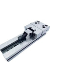 Heavy Duty 6 Inch Manual Tool Maker Vise Offering Beefy Clamping Force For Benchtop CNC Milling Grinding And Precision Woodworking Tasks With Dead Simple Workpiece Alignment, showing durable sliding jaw mechanism.