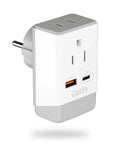 Israel Travel Power Adapter With Dual USB And USB C QC 3.0 And Power Delivery 18W Fast Charging Two US Sockets Compact