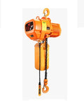 Heavy Duty 1500W Electric Chain Hoist And Overhead Crane with remote control and chain, 1 ton capacity, bright orange color.