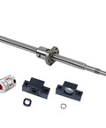 Rock Solid 25mm Ball Screw Kit SFU2510 RM2510 with 2200mm length, anti-backlash nut, EK EF20 bearing supports, and flexible coupler for CNC.