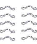 Ten Pack 316 Stainless Steel Pad Eye Deck Loops Three Eighths Inch Marine Tie Down Anchor Points arranged in two columns