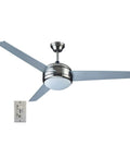 Treviento 52 Inch LED Indoor Ceiling Fan With Energy Efficient LED Light Kit Contemporary Satin Nickel Finish Downrod Mount