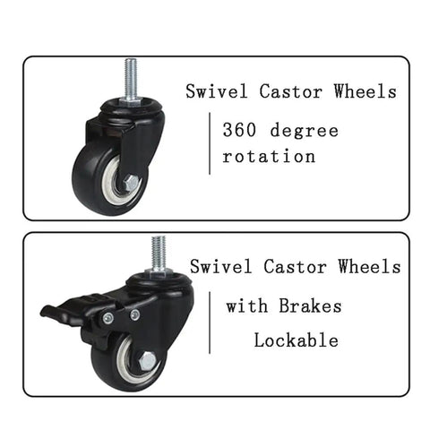 Roll Smooth Heavy Duty Industrial Castor Wheels With Double Locking Brakes 50Mm Polyurethane M12 Stem Trolley Caster Set For Workbenches Tool Chests And Rolling Carts Zero Hassle Assembly Four Pack with swivel design and lockable brakes.