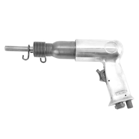 Hardcore Ready No Sweat Pneumatic Air Rivet Gun Smooth Lightweight Handheld Tool For Sign Panels Aluminum Windows And Quick Metalwork Fabrication Quarter Inch Inlet with barrel and hook details.