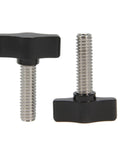 Rock Solid 5/16 X 1 Thumb Screws With Sleek Black Aluminum Knobs And Durable Stainless Steel Threads For Quick No Sweat Diy Builds And Top Shelf Shop Upgrades Pack Of Four - close-up of two screws with black knobs and stainless steel threads.