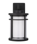 Outdoor Black LED Wall Light For 4 Inch Electrical Box Weather Resistant Medium Sconce With 387 Lumen Output Long Life Non Replaceable LEDs