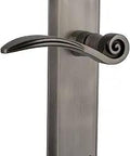New York Plate Double Dummy Swan Lever Door Handles In Antique Pewter Finish, Solid Brass Construction, Pre Mounted Levers