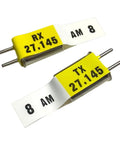 AM 27MHz RC Crystals TX and RX Set for Haiboxing RC Buggy Cars and Off Road Trucks, showing TX and RX labeled crystals