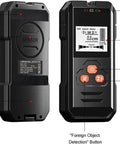 Ultimate Durable Digital Stud Finder And Wall Scanner With Bright Lcd Display showing buttons, display, and sensor details for metal and wood detection.