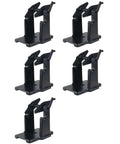 Heavy Duty 2 In 1 External Label Roll Holder Stand For Desktop Thermal Printers in black, displaying five units for organized printing.