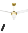 Modern Gold Ceiling Fan With Remote And LED Light 52 Inch Indoor Outdoor Ceiling Fan With 3 White Blades Dual Mount